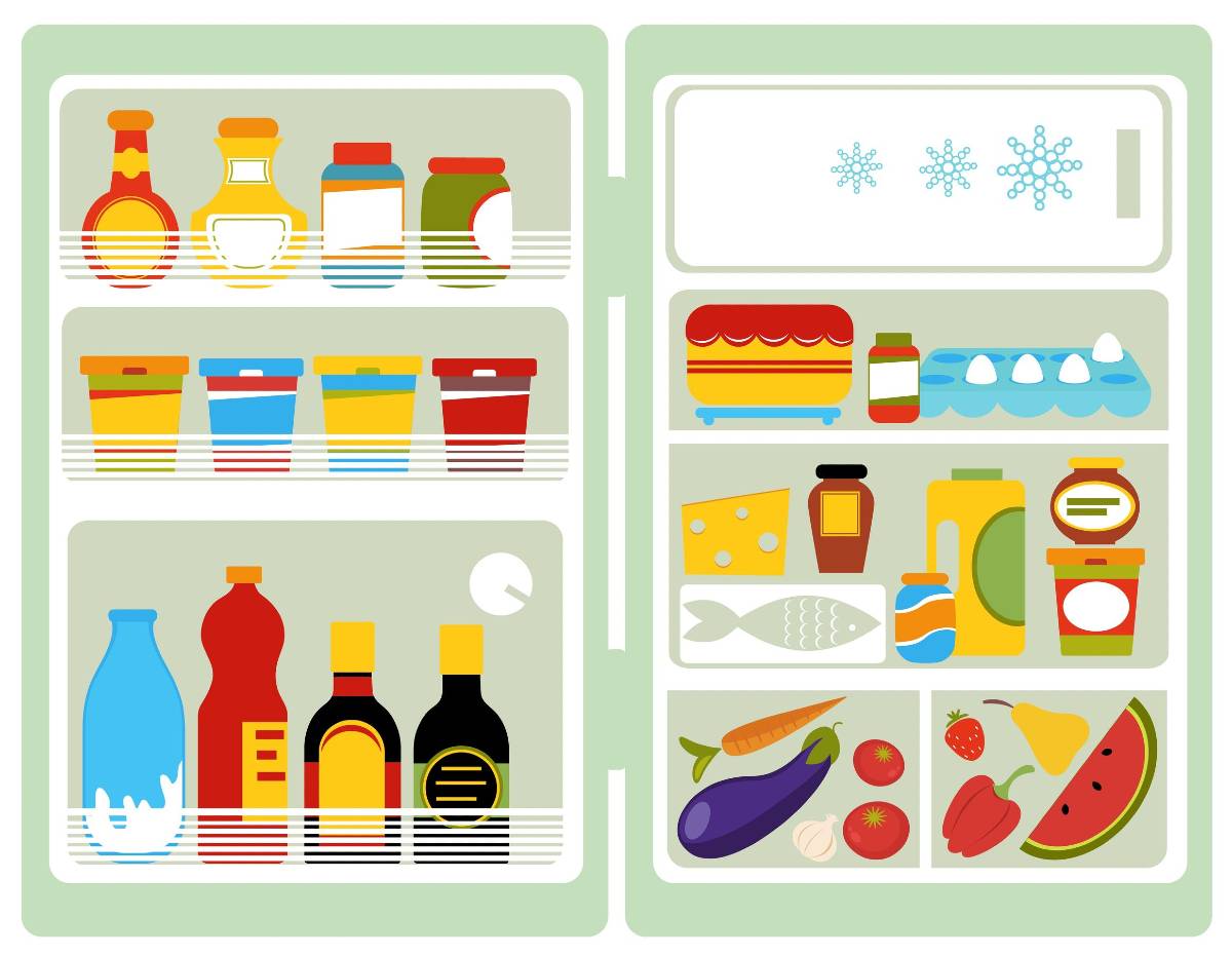 frigorifero aperto alimenti